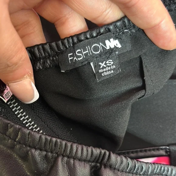 Black cutout faux Leather Halter bodycon Dress - Picture 4 of 4